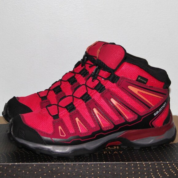 Salomon X-Ultra Mid GTX J Gore-Tex Waterproof Hiking Boots Girls 4 5 Pink - Picture 2 of 7